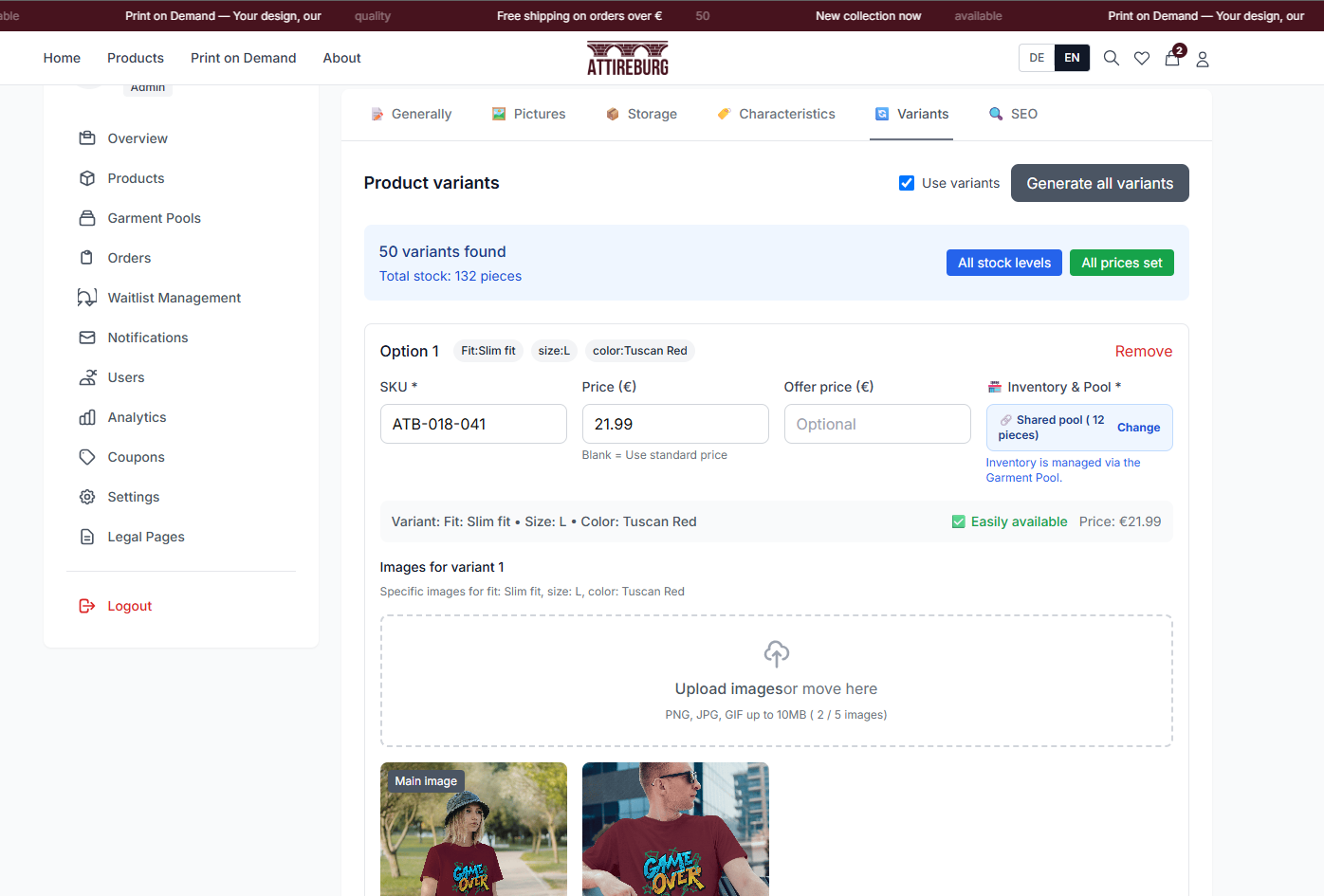 Attireburg — Fully Owned E-Commerce Platform Interface Screenshot 3